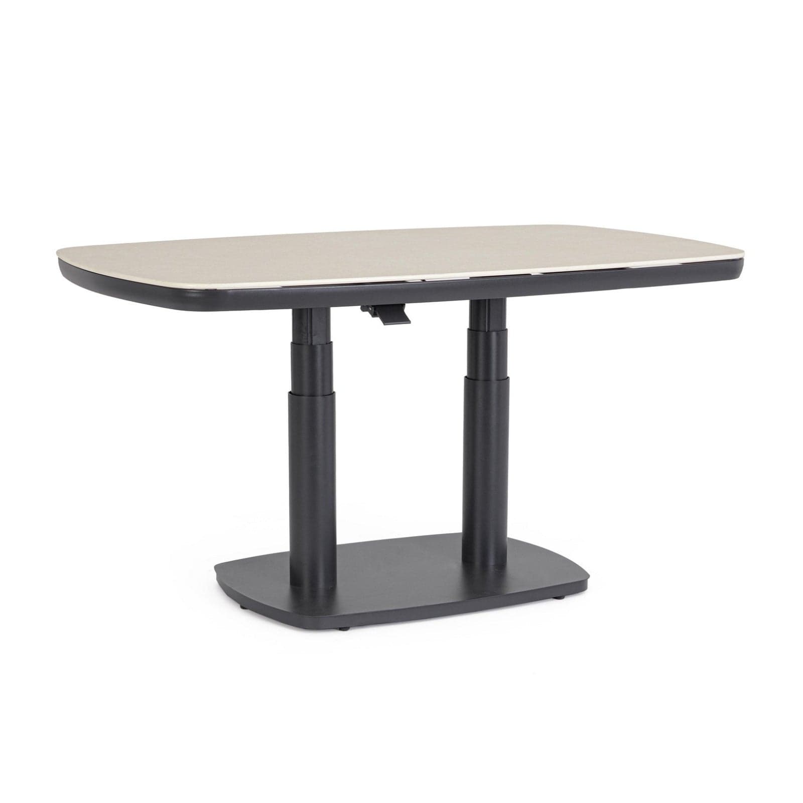 Tavolo "Talete" regolabile con struttura in alluminio, piano in pietra sinterizzata, per arredo interno ed esterno in Tavoli da sala da pranzo Decor Space - Altamura, commercioVirtuoso.it