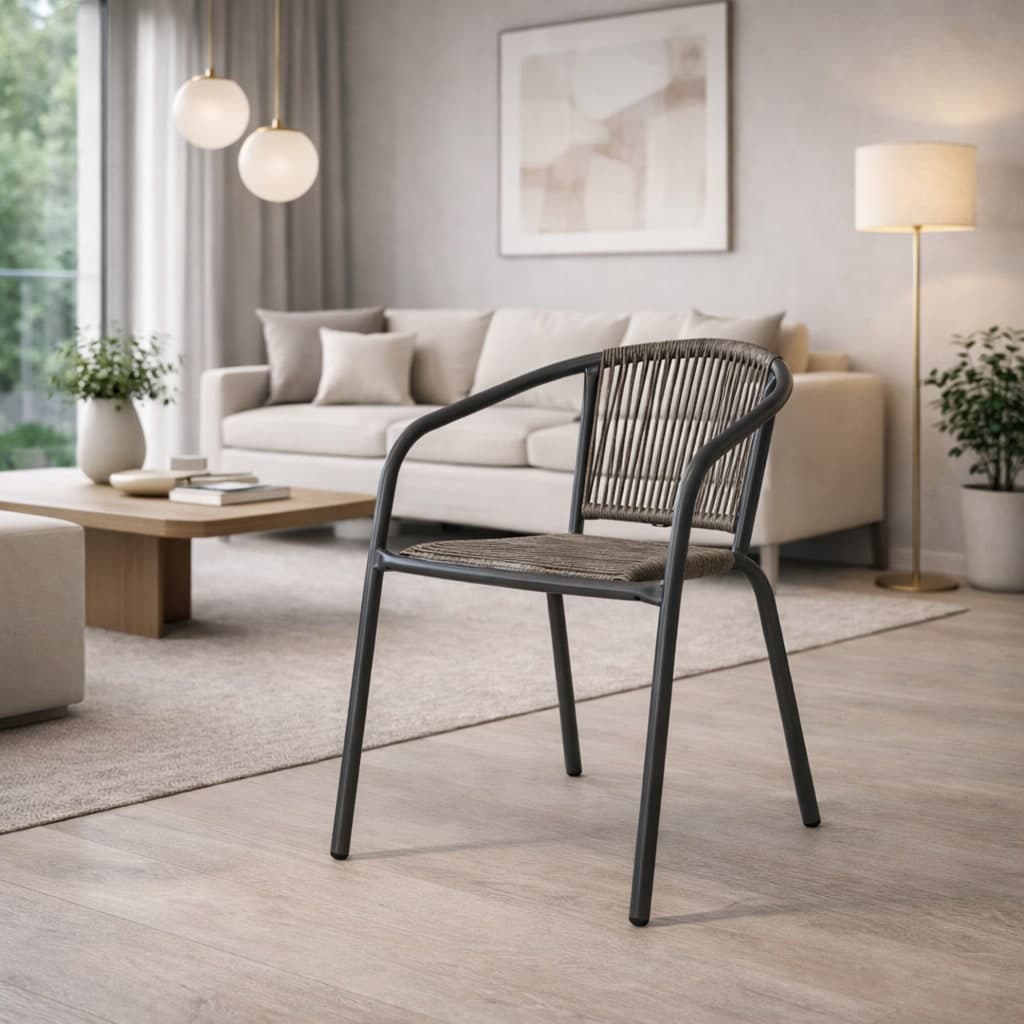 Sedia "Basilia" struttura in acciaio, con seduta e schienale in fibra sintetica per giardino e veranda in Sedie per tavolo da giardino Decor Space - Altamura, commercioVirtuoso.it