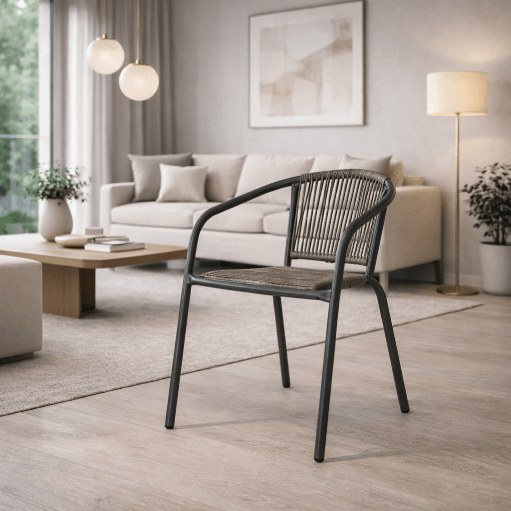 Sedia "Basilia" struttura in acciaio, con seduta e schienale in fibra sintetica per giardino e veranda in Sedie per tavolo da giardino Decor Space - Altamura, commercioVirtuoso.it
