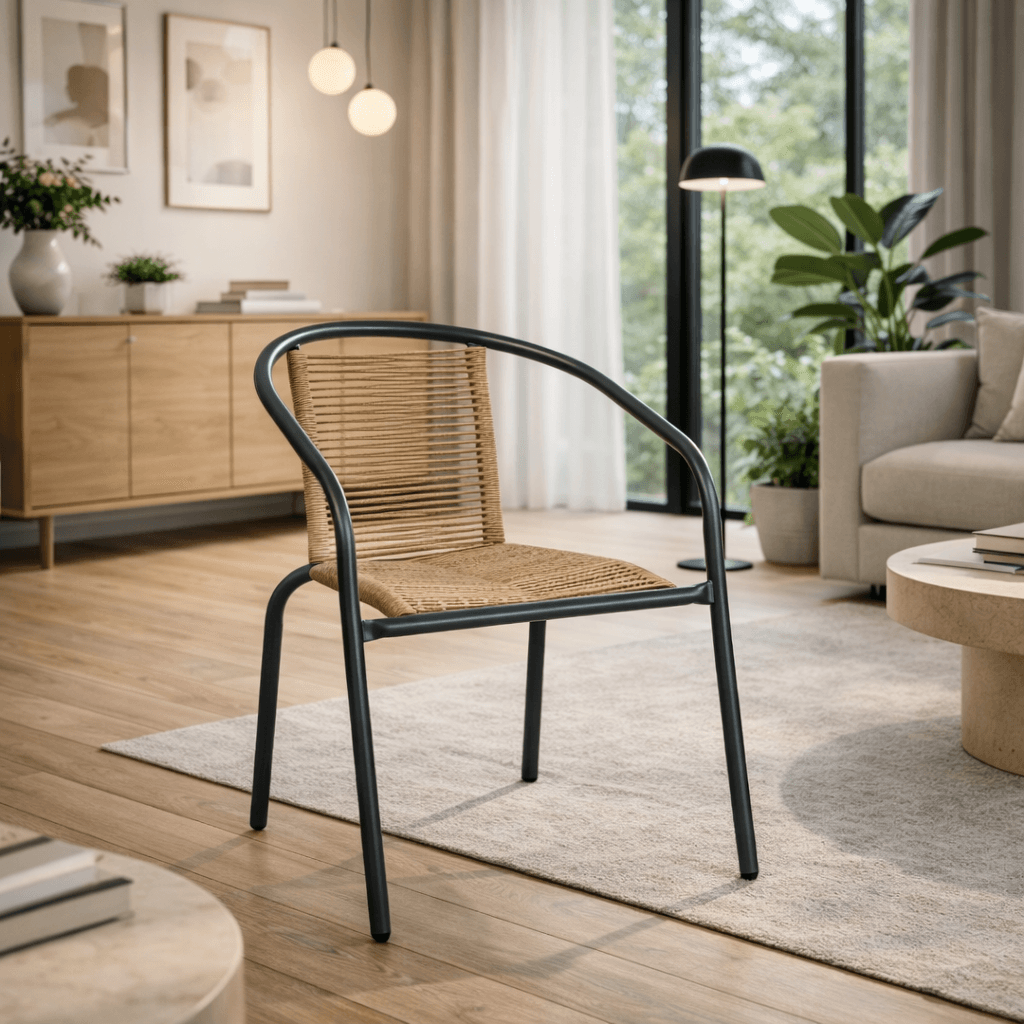 Sedia "Estela" struttura in acciaio, con seduta e schienale in fibra sintetica per giardino e veranda in Sedie per tavolo da giardino Decor Space - Altamura, commercioVirtuoso.it