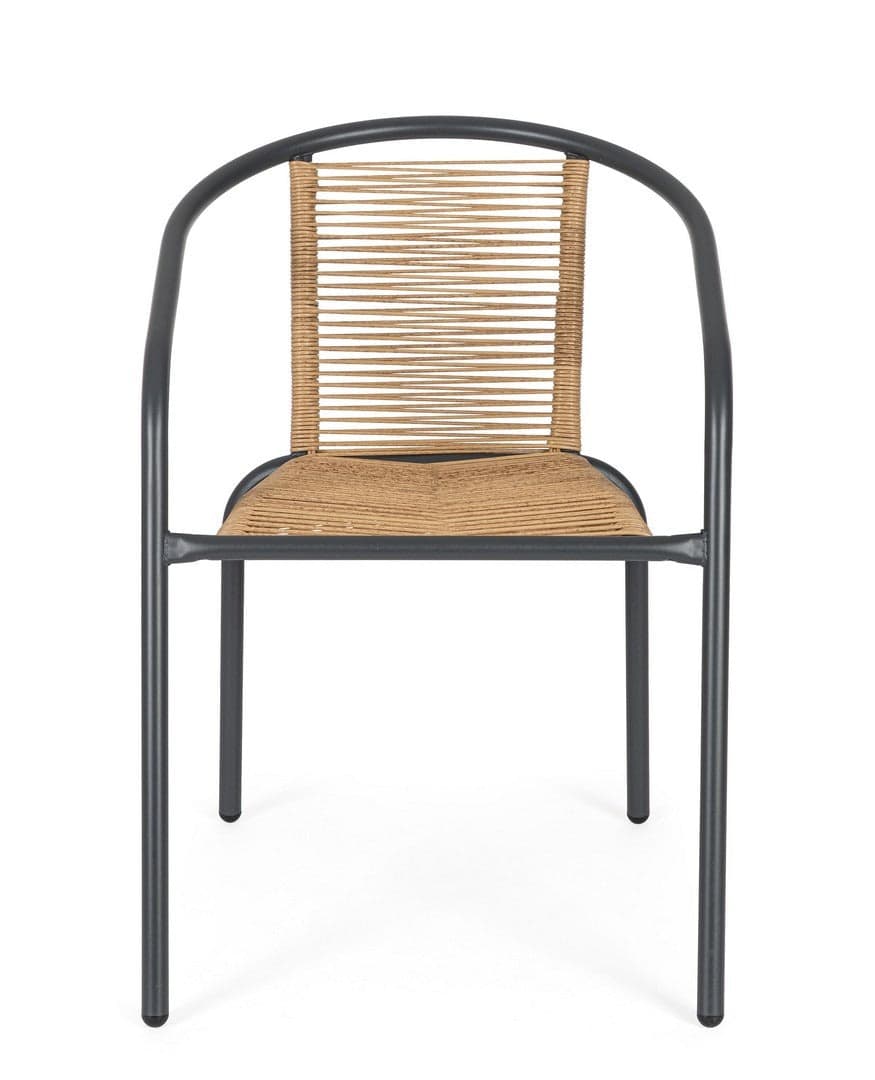 Sedia "Estela" struttura in acciaio, con seduta e schienale in fibra sintetica per giardino e veranda in Sedie per tavolo da giardino Decor Space - Altamura, commercioVirtuoso.it