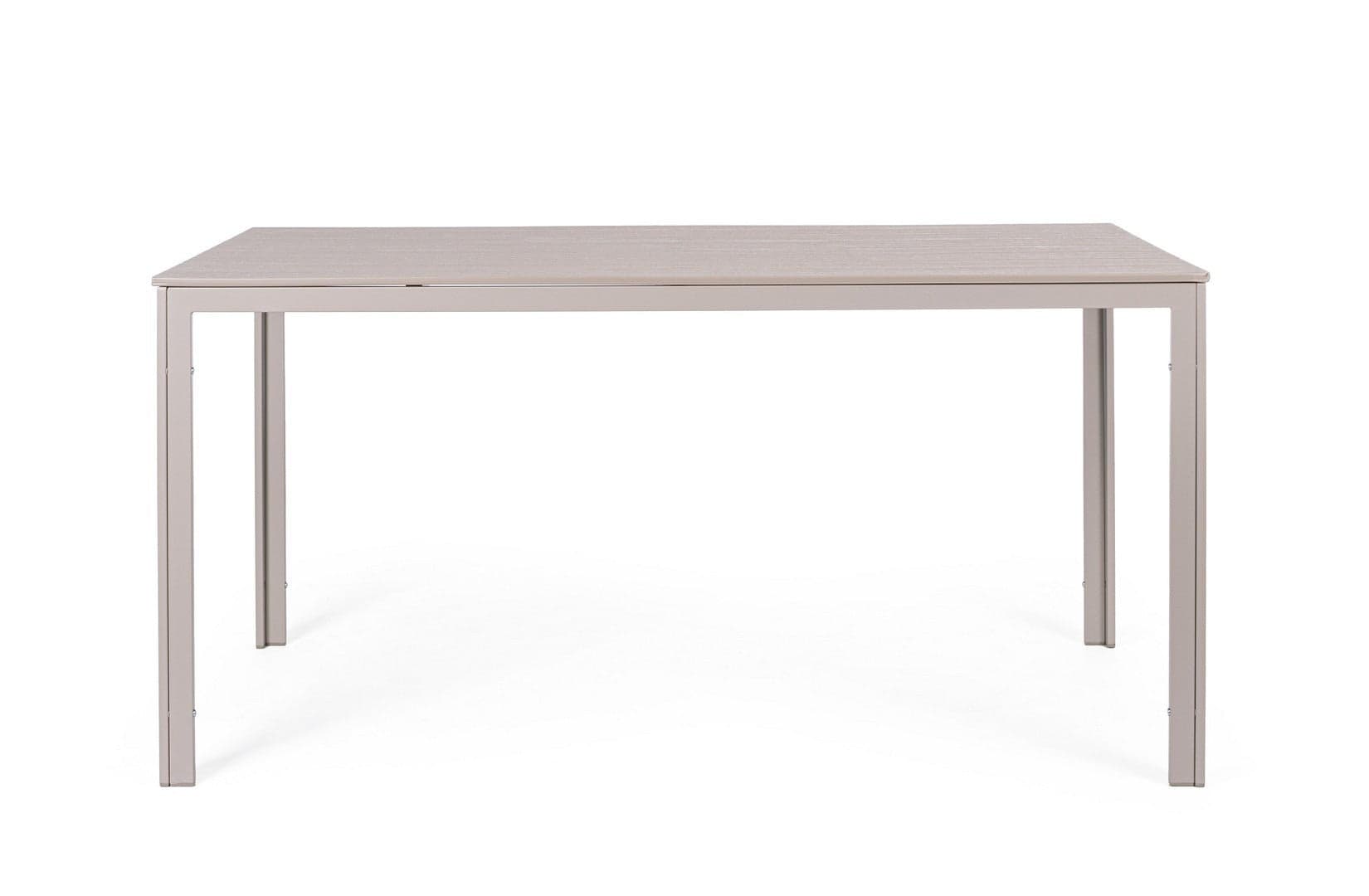 Tavolo "Sarita" struttura in acciaio, piano in hdpe con effetto legno venato, per arredo interno ed esterno in Tavoli da sala da pranzo Decor Space - Altamura, commercioVirtuoso.it