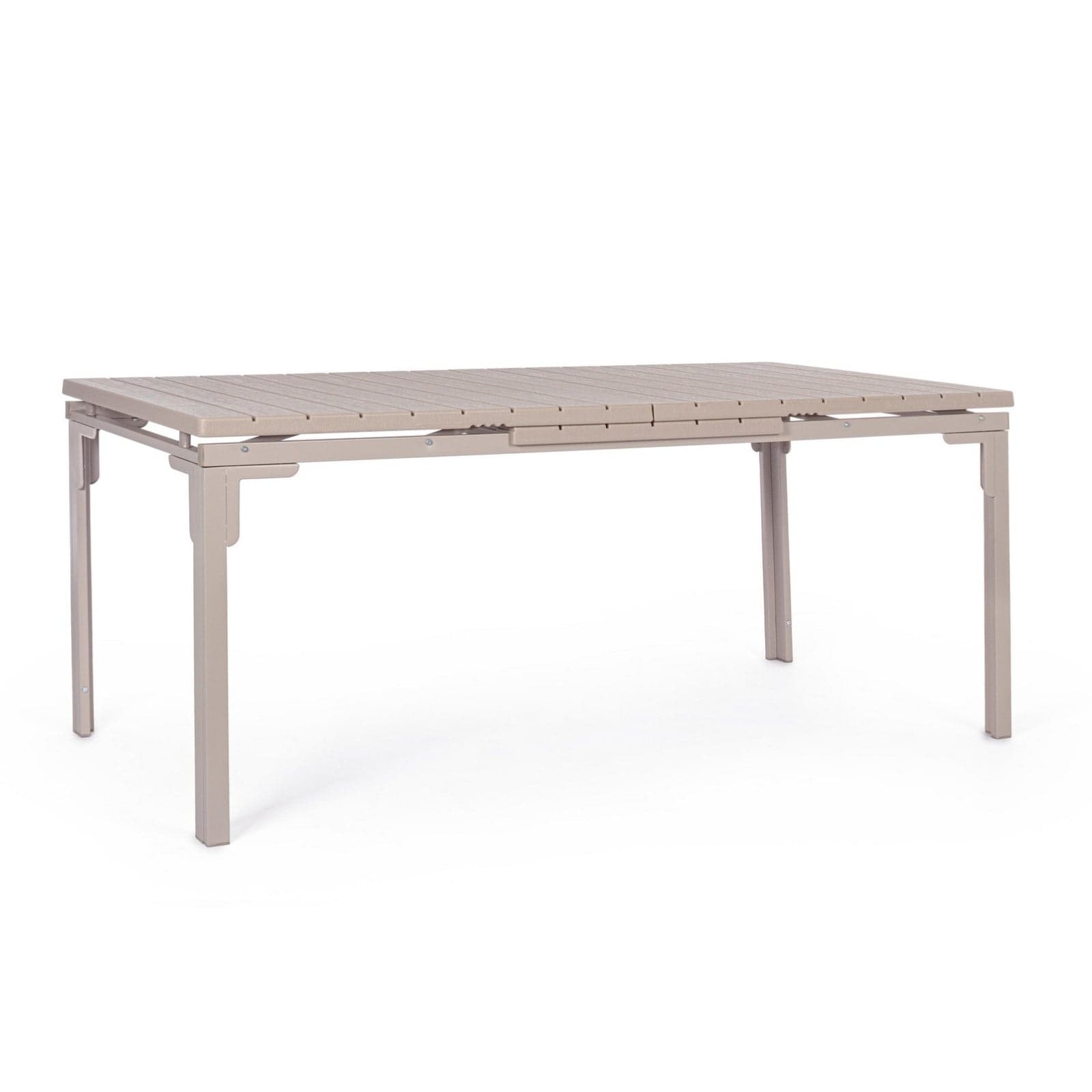 Tavolo "Sarita" struttura in acciaio, piano in hdpe con effetto legno venato, per arredo interno ed esterno in Tavoli da sala da pranzo Decor Space - Altamura, commercioVirtuoso.it
