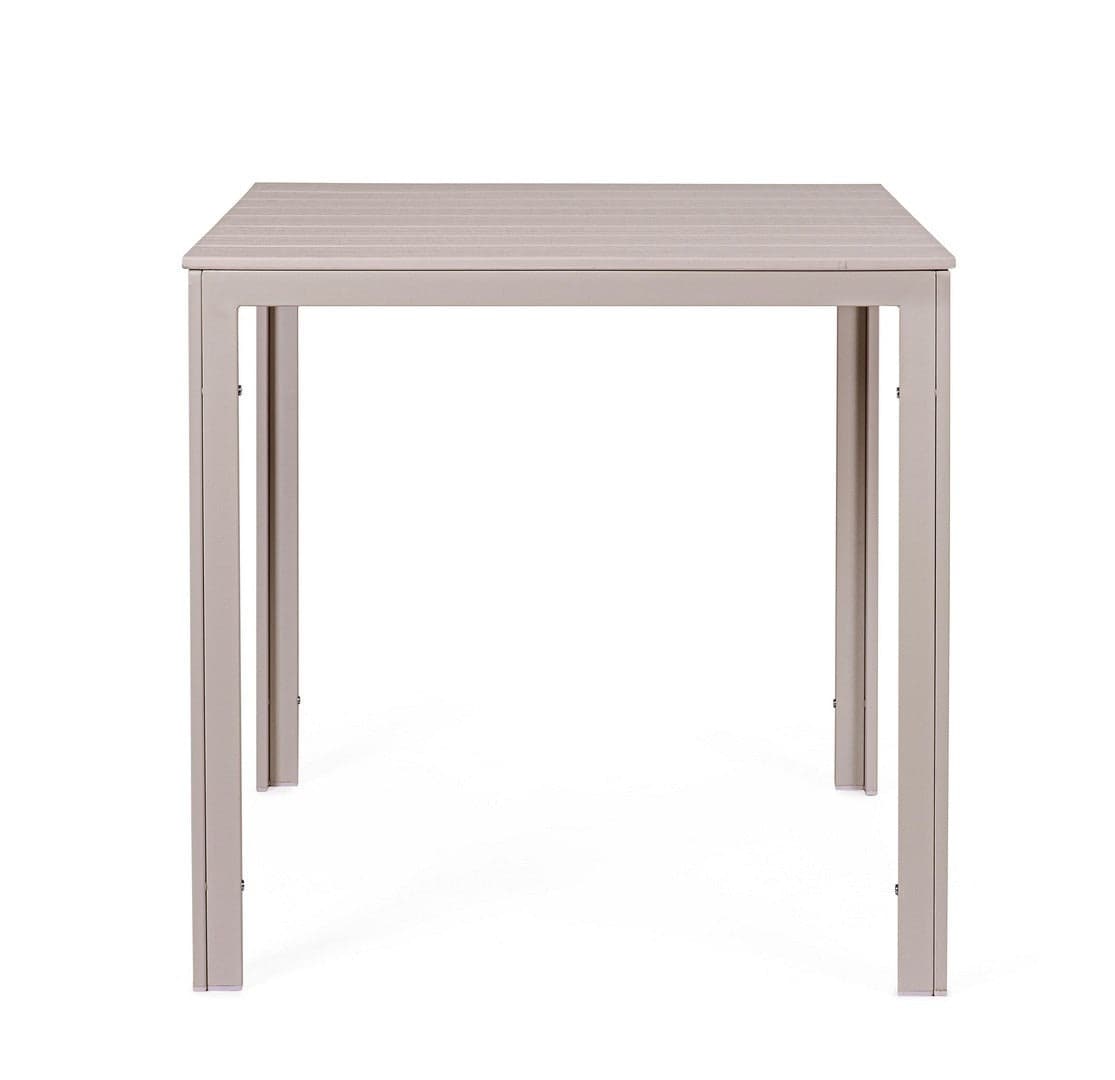 Tavolo "Sarita" struttura in acciaio, piano in hdpe con effetto legno venato, per arredo interno ed esterno in Tavoli da sala da pranzo Decor Space - Altamura, commercioVirtuoso.it