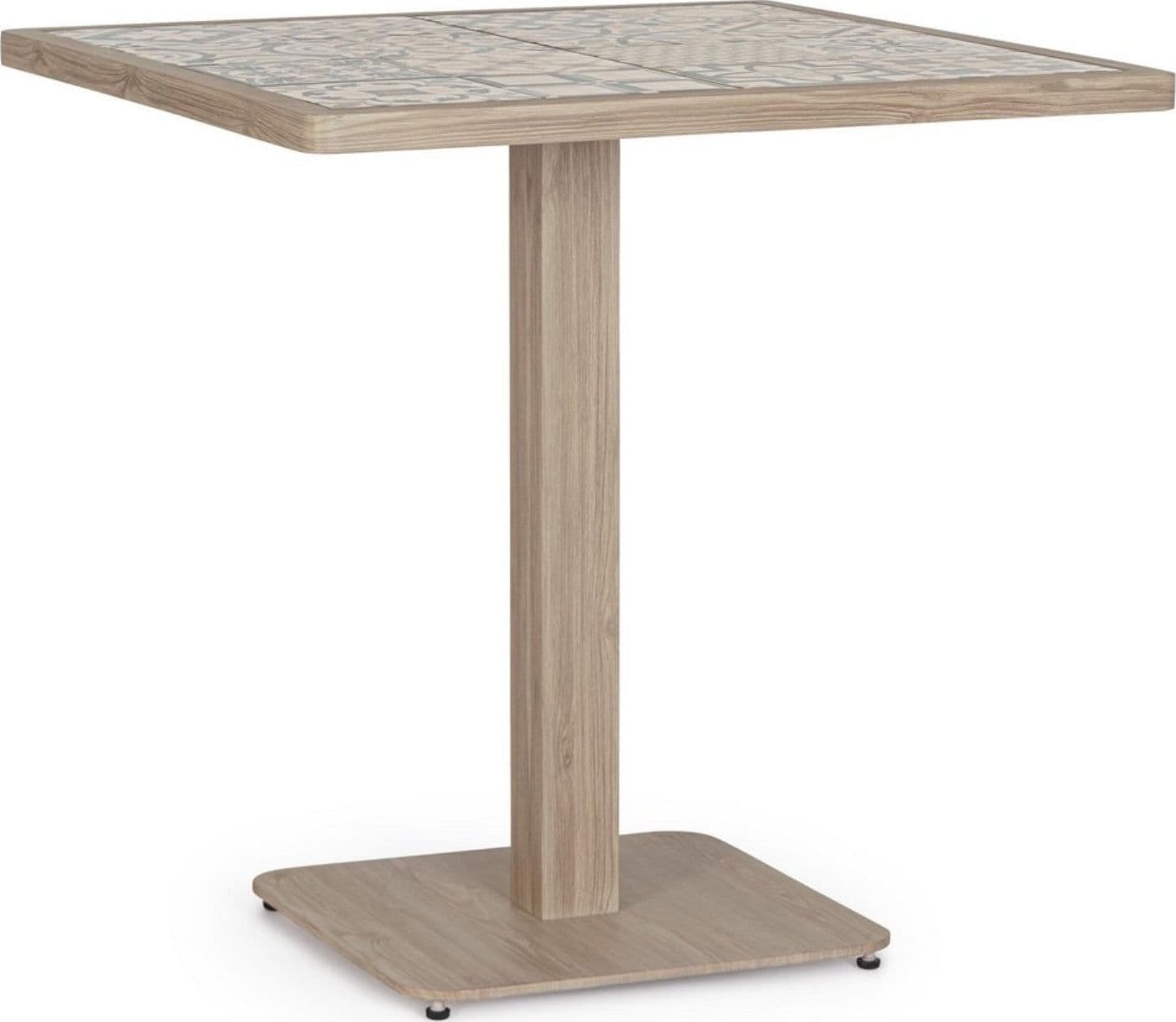 Tavolo "Kalimera" con struttura in alluminio, piano in porcellana, per arredo interno 73 x 73 x h 74 cm – Timber – Andrea