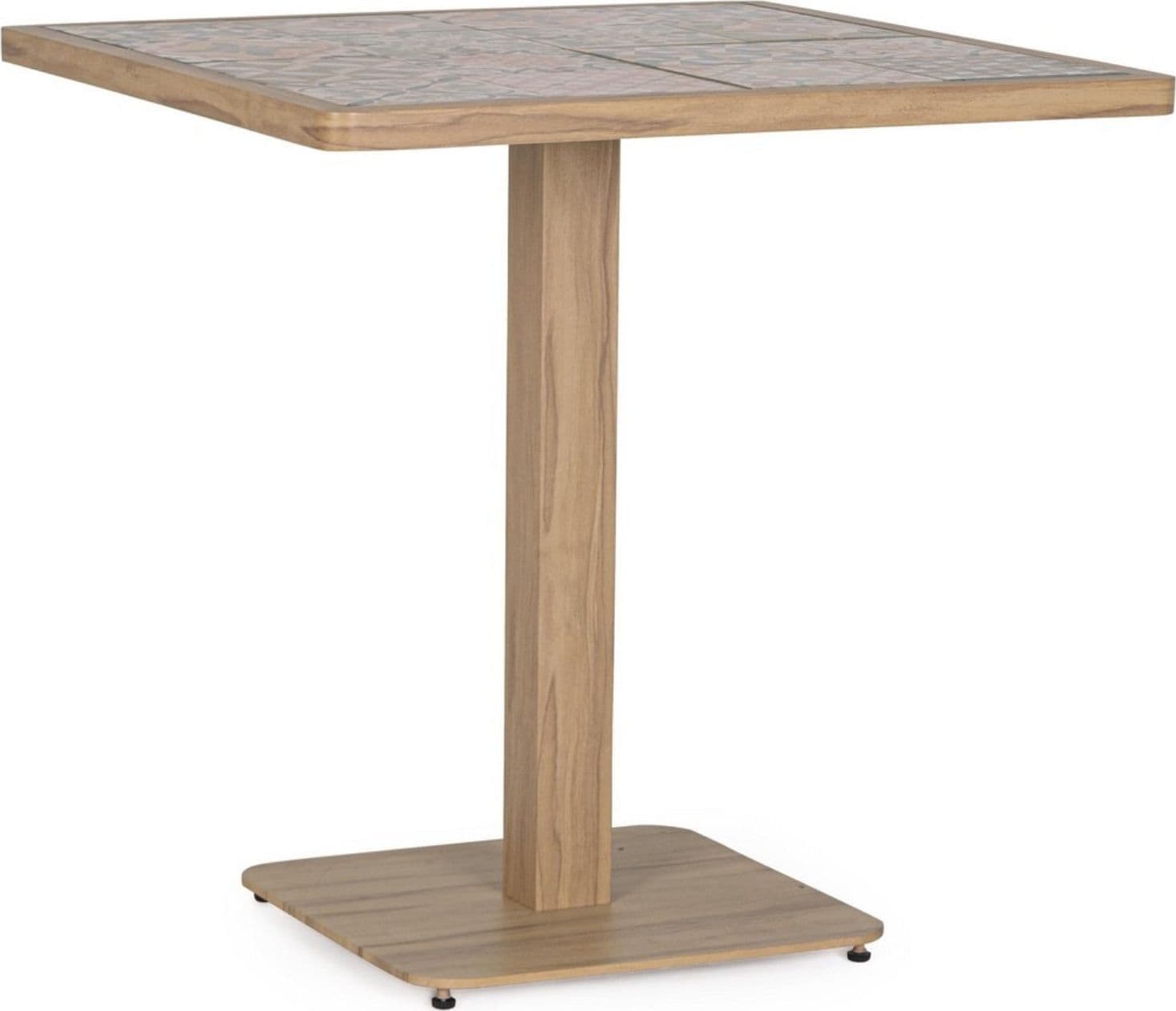 Tavolo "Kalimera" con struttura in alluminio, piano in porcellana, per arredo interno 73 x 73 x h 74 cm – Desert – Andrea