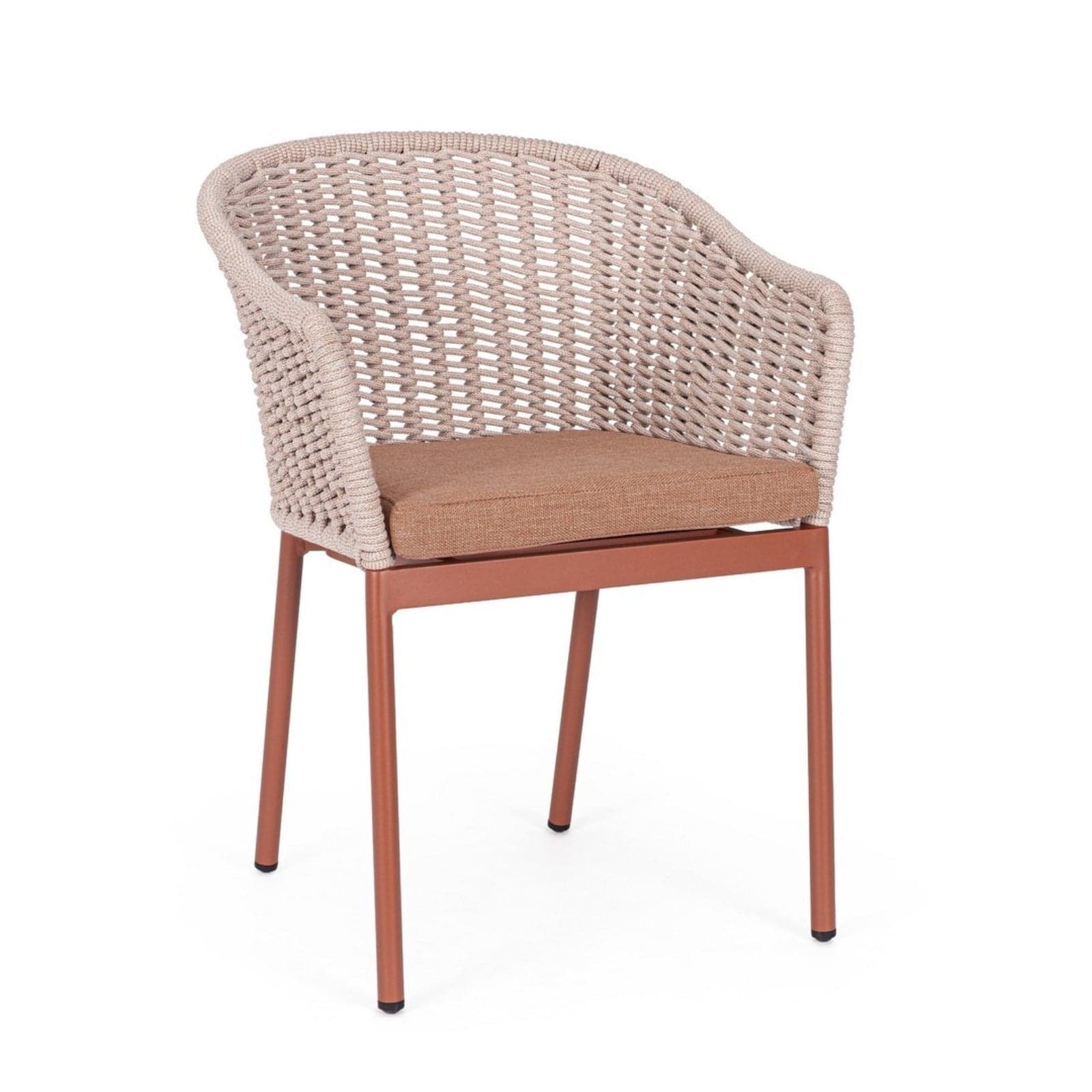 Sedia "Salines" struttura in alluminio, con braccioli, intreccio in corda, per interni ed esterni in Sedie per tavolo da giardino Decor Space - Altamura, commercioVirtuoso.it