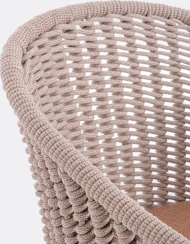 Sedia "Salines" struttura in alluminio, con braccioli, intreccio in corda, per interni ed esterni in Sedie per tavolo da giardino Decor Space - Altamura, commercioVirtuoso.it