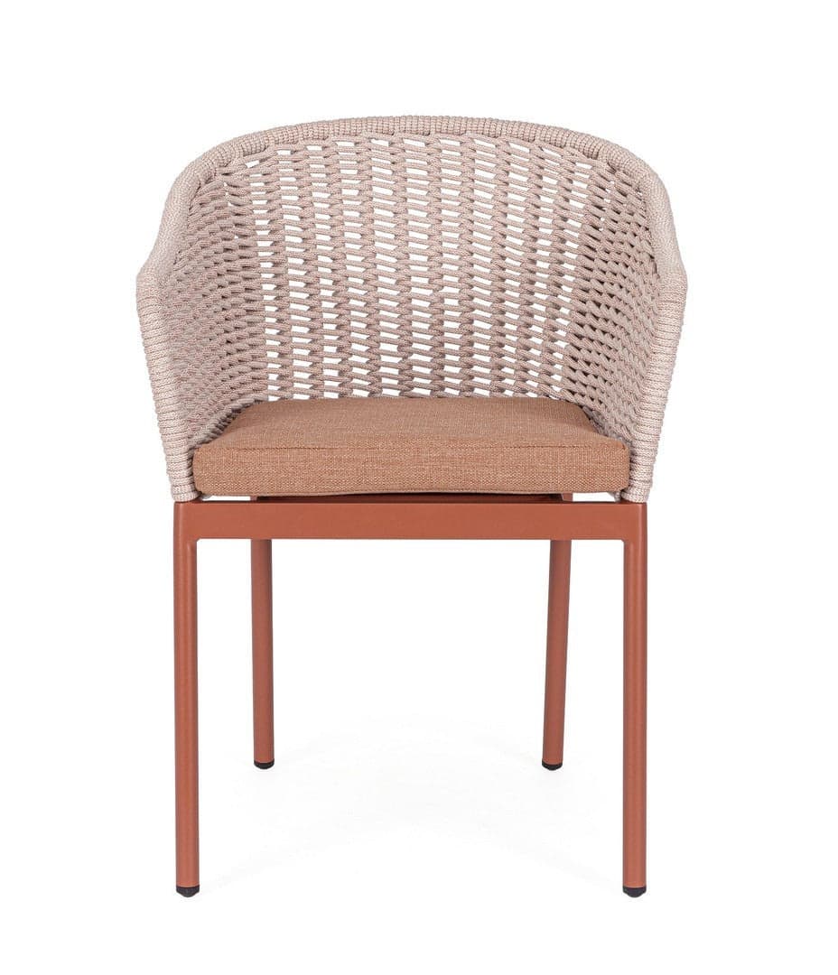 Sedia "Salines" struttura in alluminio, con braccioli, intreccio in corda, per interni ed esterni in Sedie per tavolo da giardino Decor Space - Altamura, commercioVirtuoso.it