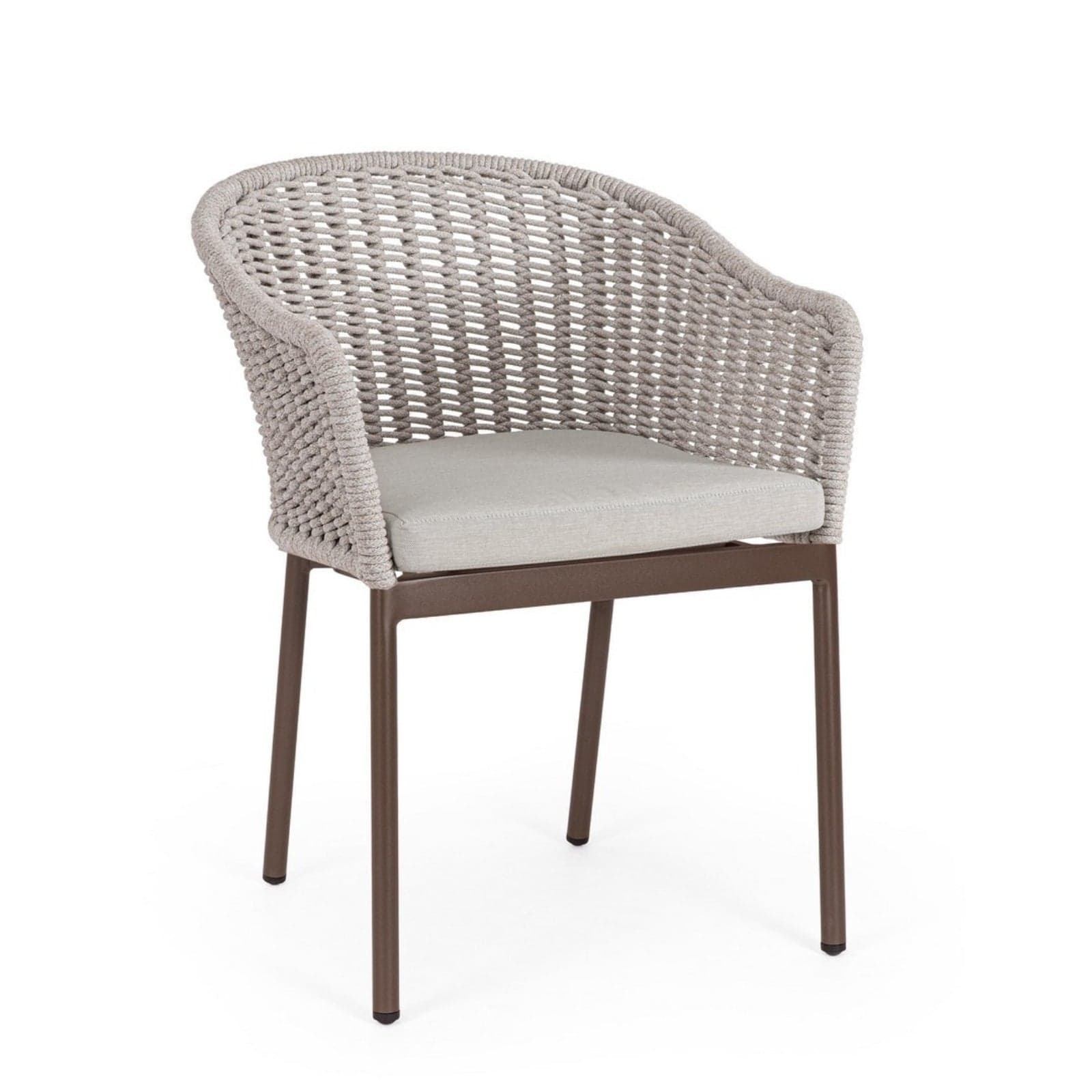 Sedia "Salines" struttura in alluminio, con braccioli, intreccio in corda, per interni ed esterni in Sedie per tavolo da giardino Decor Space - Altamura, commercioVirtuoso.it