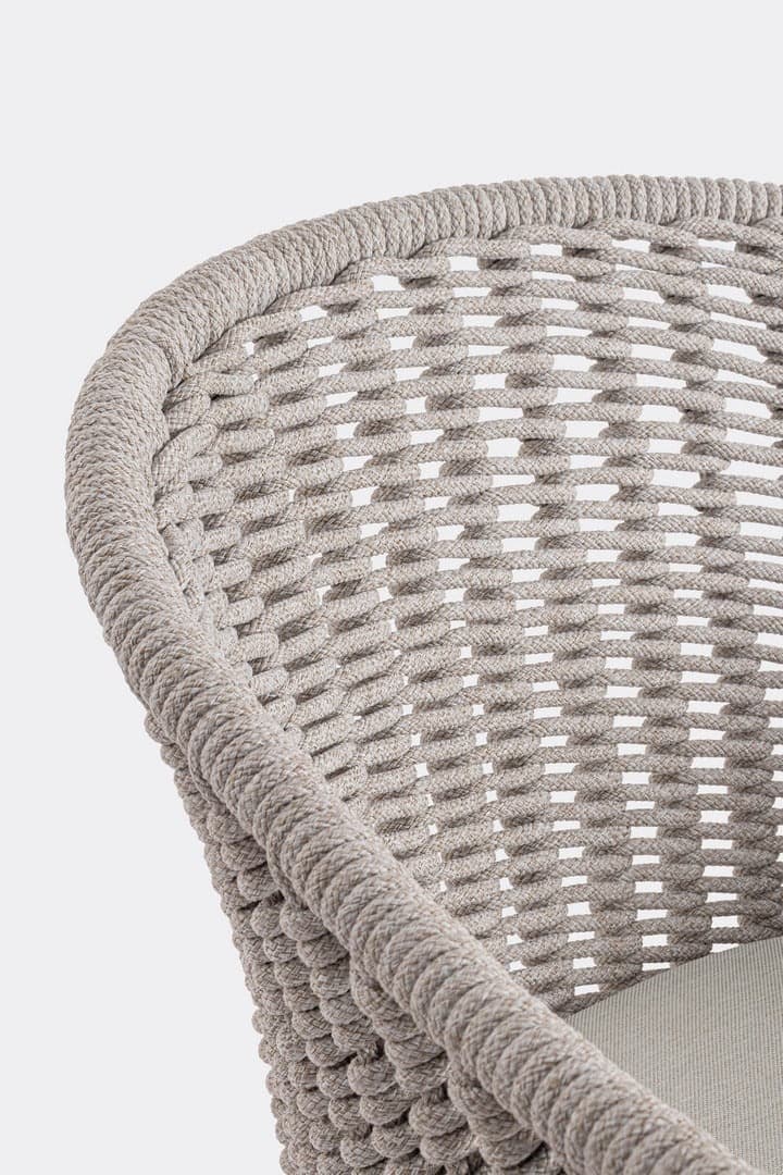 Sedia "Salines" struttura in alluminio, con braccioli, intreccio in corda, per interni ed esterni in Sedie per tavolo da giardino Decor Space - Altamura, commercioVirtuoso.it