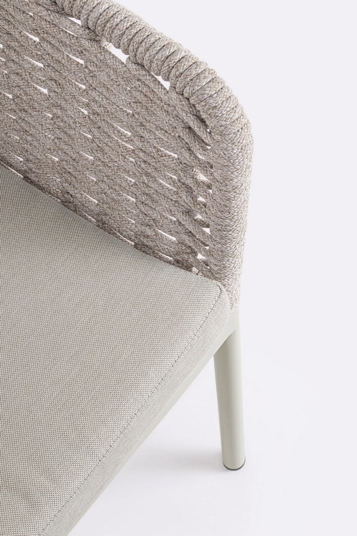 Sedia "Salines" struttura in alluminio, con braccioli, intreccio in corda, per interni ed esterni in Sedie per tavolo da giardino Decor Space - Altamura, commercioVirtuoso.it