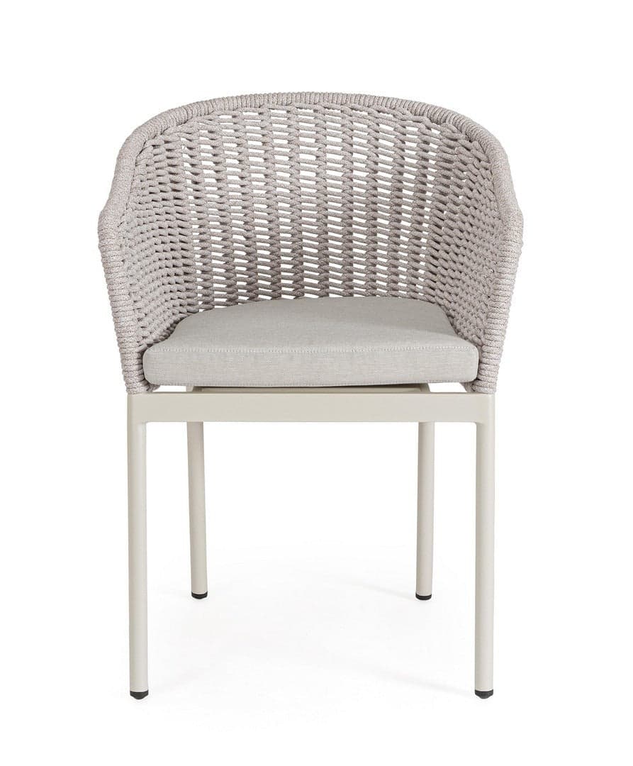 Sedia "Salines" struttura in alluminio, con braccioli, intreccio in corda, per interni ed esterni in Sedie per tavolo da giardino Decor Space - Altamura, commercioVirtuoso.it