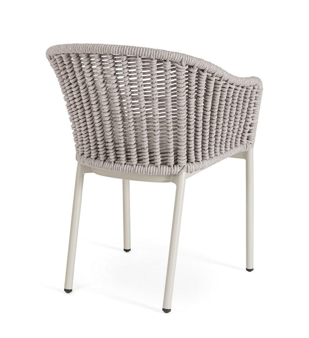 Sedia "Salines" struttura in alluminio, con braccioli, intreccio in corda, per interni ed esterni in Sedie per tavolo da giardino Decor Space - Altamura, commercioVirtuoso.it