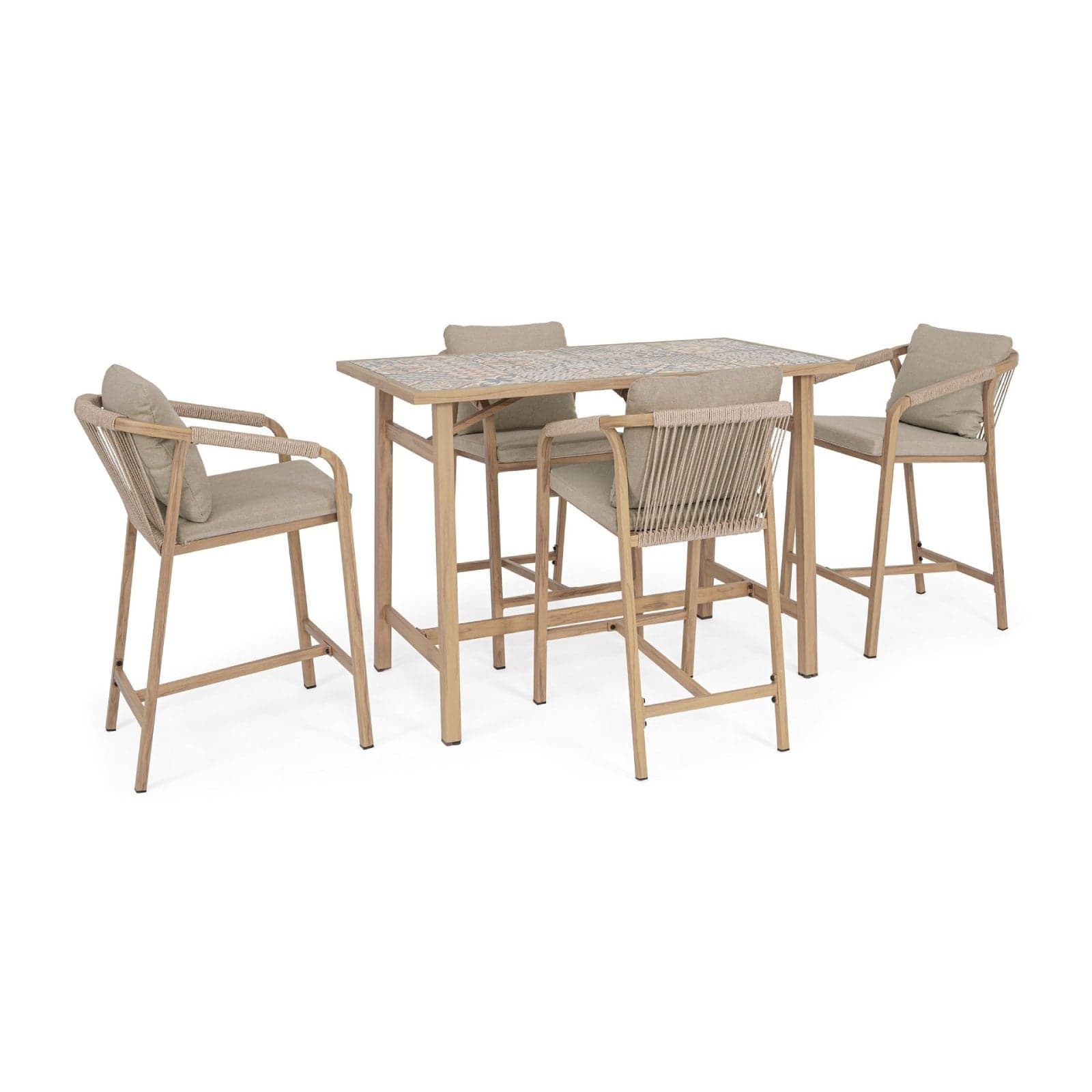 Set salotto "Kalimera" tavolo da bar + 4 sgabelli, per arredo giardino - 20