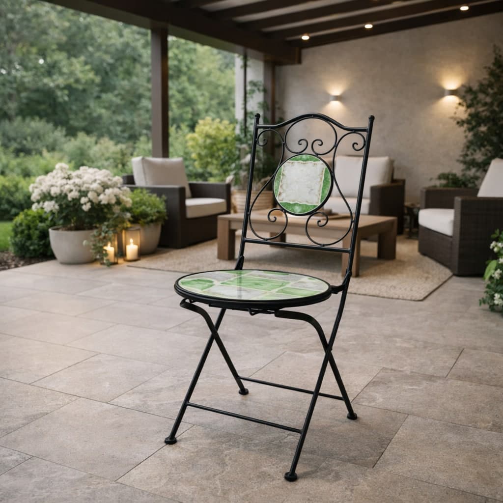 Sedia pieghevole "Loire" in acciaio verniciato, con seduta e schienale in ceramica per giardino e veranda in Sedie per tavolo da giardino Decor Space - Altamura, commercioVirtuoso.it
