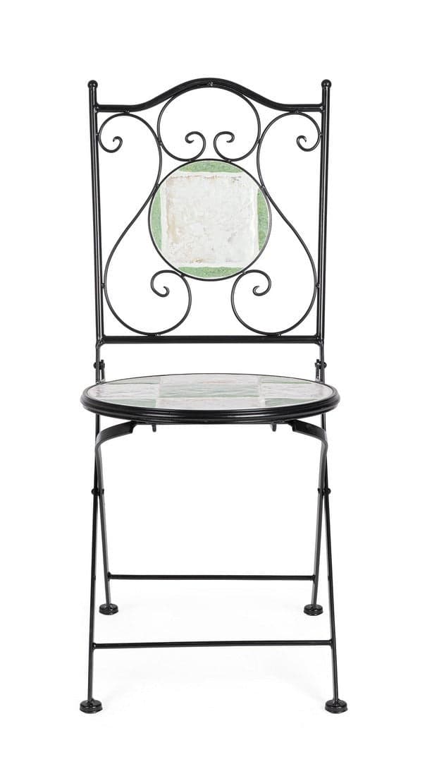 Sedia pieghevole "Loire" in acciaio verniciato, con seduta e schienale in ceramica per giardino e veranda in Sedie per tavolo da giardino Decor Space - Altamura, commercioVirtuoso.it