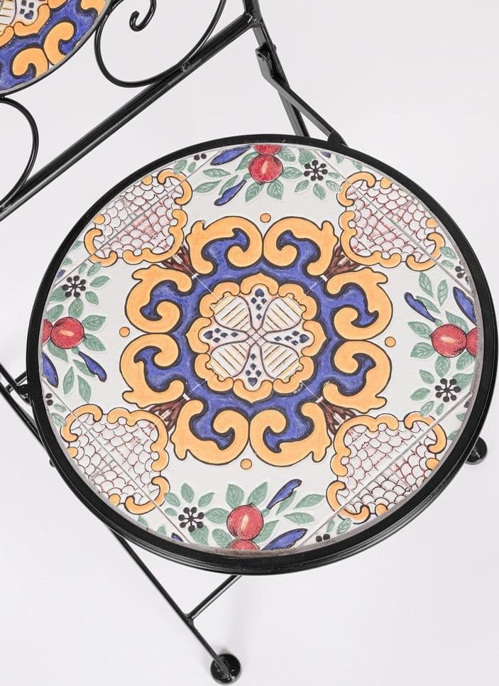 Sedia pieghevole "Santorini" in acciaio verniciato, con seduta e schienale in ceramica per giardino e veranda in Sedie per tavolo da giardino Decor Space - Altamura, commercioVirtuoso.it