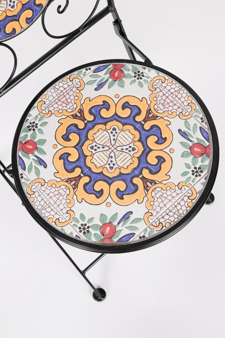 Sedia pieghevole "Santorini" in acciaio verniciato, con seduta e schienale in ceramica per giardino e veranda in Sedie per tavolo da giardino Decor Space - Altamura, commercioVirtuoso.it