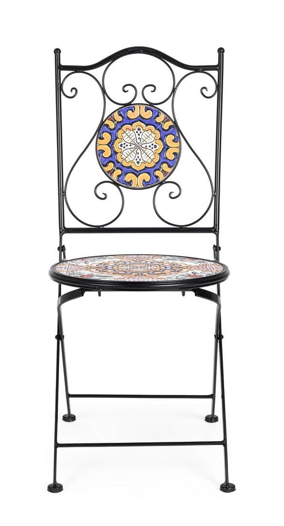 Sedia pieghevole "Santorini" in acciaio verniciato, con seduta e schienale in ceramica per giardino e veranda in Sedie per tavolo da giardino Decor Space - Altamura, commercioVirtuoso.it