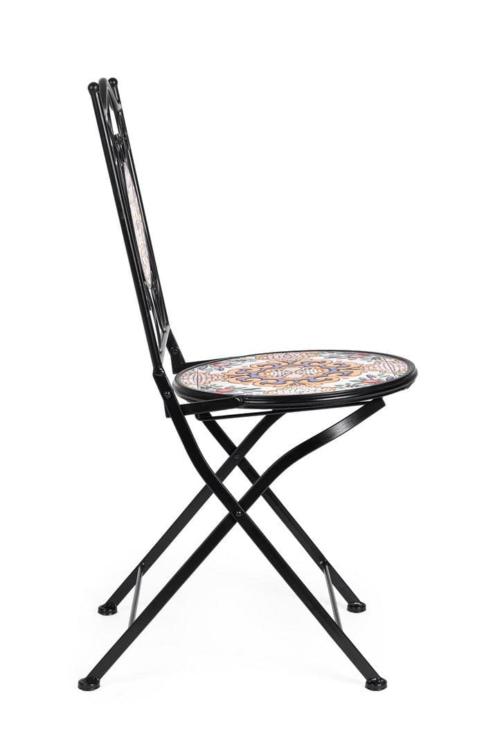 Sedia pieghevole "Santorini" in acciaio verniciato, con seduta e schienale in ceramica per giardino e veranda in Sedie per tavolo da giardino Decor Space - Altamura, commercioVirtuoso.it