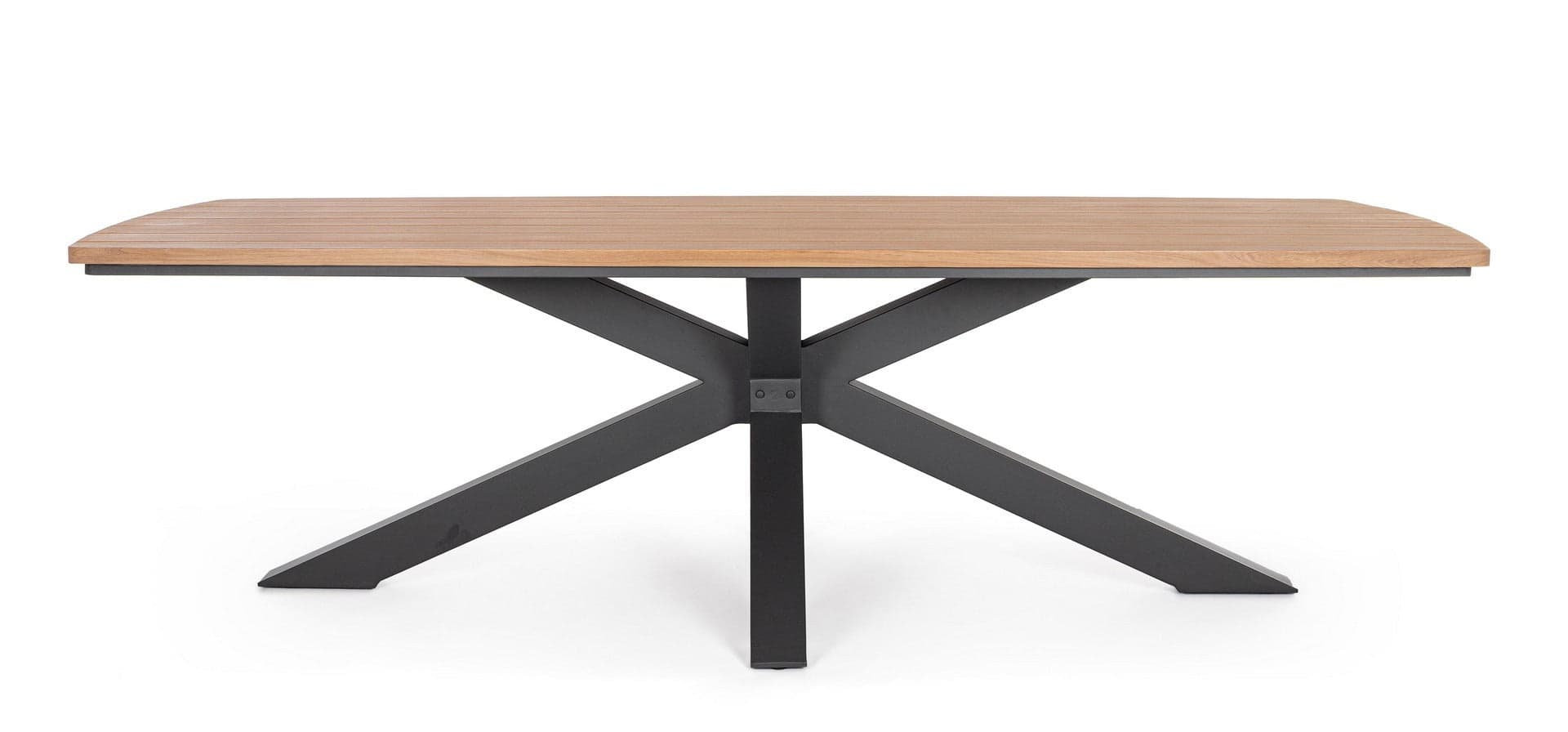 Tavolo "Zelmar" con struttura in alluminio, piano in doghe effetto legno, per arredo interno ed esterno in Tavoli da sala da pranzo Decor Space - Altamura, commercioVirtuoso.it