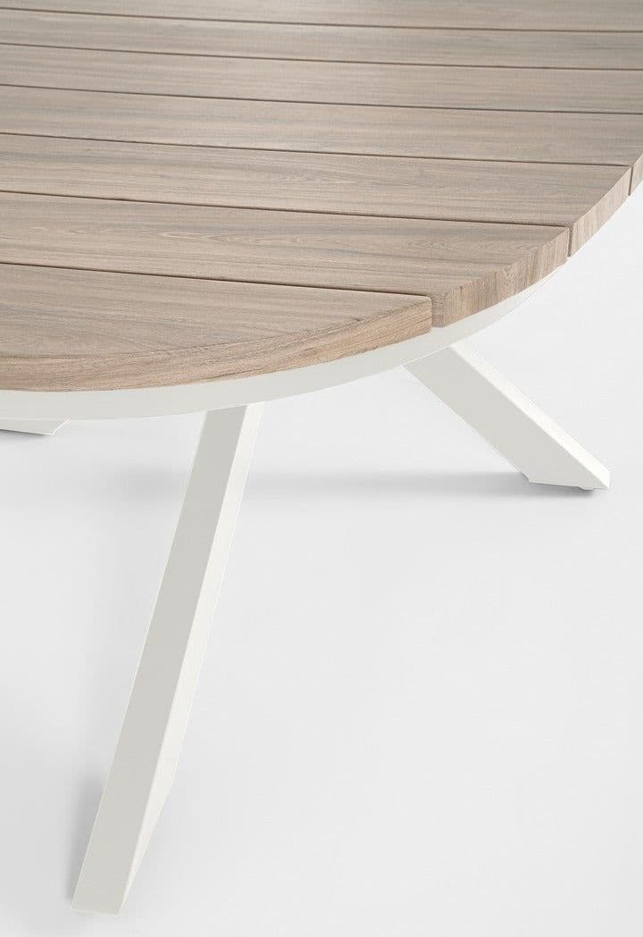 Tavolo "Zelmar" con struttura in alluminio, piano in doghe effetto legno, per arredo interno ed esterno in Tavoli da sala da pranzo Decor Space - Altamura, commercioVirtuoso.it