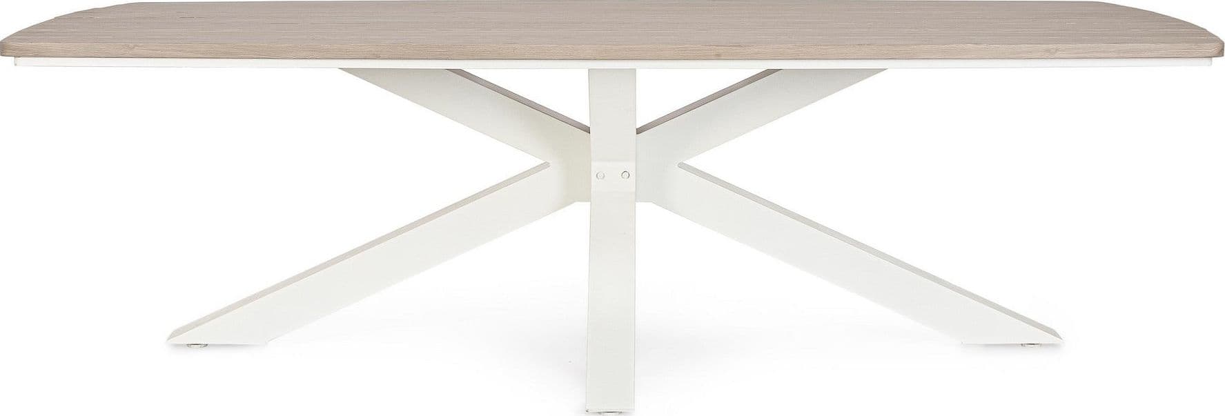 Tavolo "Zelmar" con struttura in alluminio, piano in doghe effetto legno, per arredo interno ed esterno in Tavoli da sala da pranzo Decor Space - Altamura, commercioVirtuoso.it