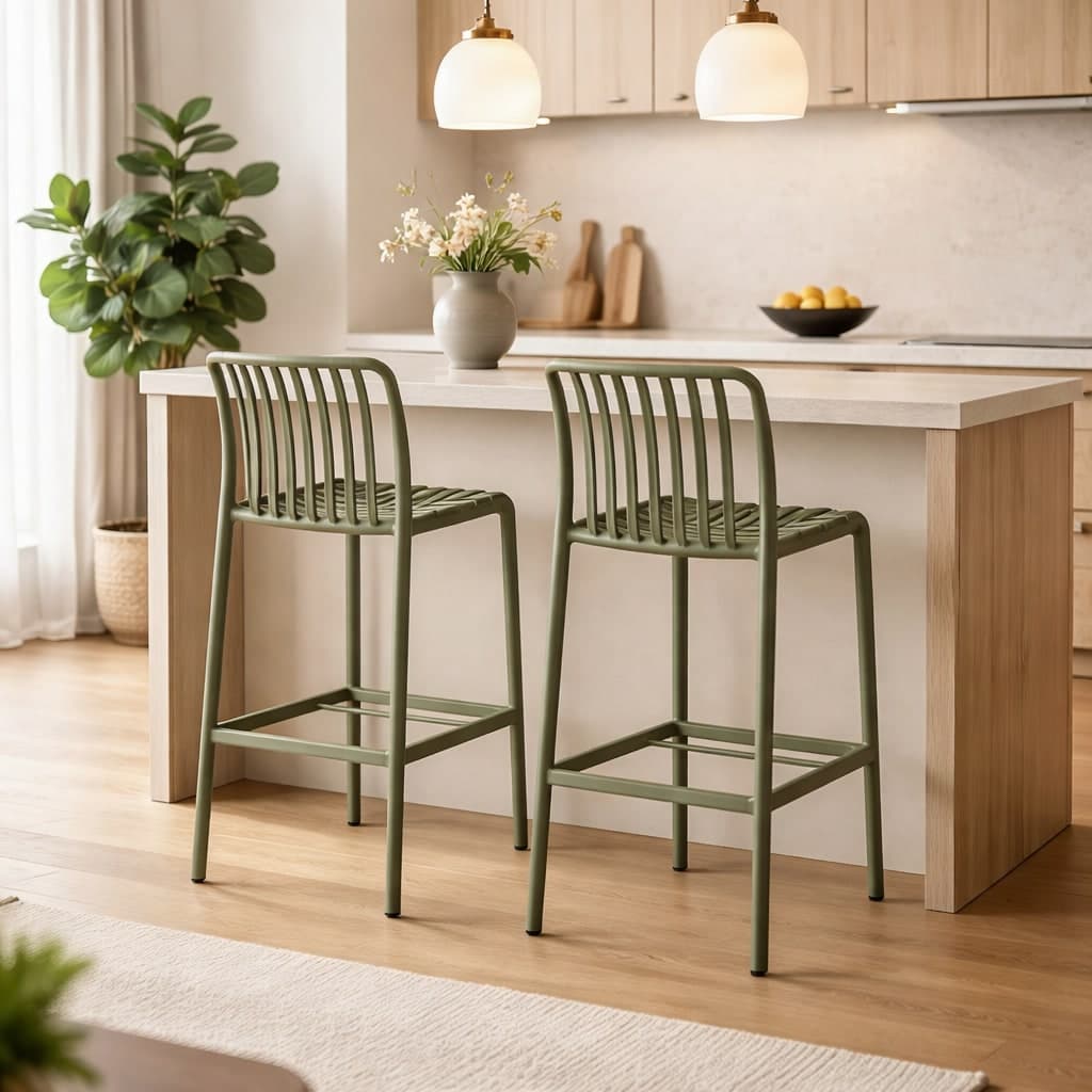 Sgabello "Billie" da bar, struttura in polipropilene, resistente agli UV, per interni ed esterni in Ottomane Decor Space - Altamura, commercioVirtuoso.it