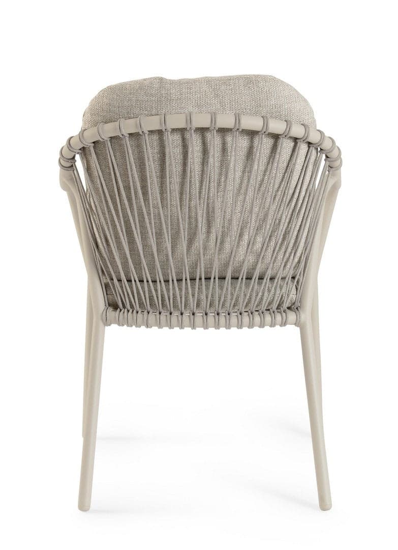 Sedia "Edvige" con braccioli e struttura in alluminio, con intreccio in corda, ideale per interno ed esterno in Sedie per tavolo da giardino Decor Space - Altamura, commercioVirtuoso.it