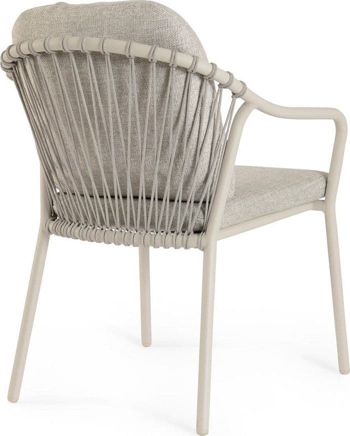 Sedia "Edvige" con braccioli e struttura in alluminio, con intreccio in corda, ideale per interno ed esterno in Sedie per tavolo da giardino Decor Space - Altamura, commercioVirtuoso.it