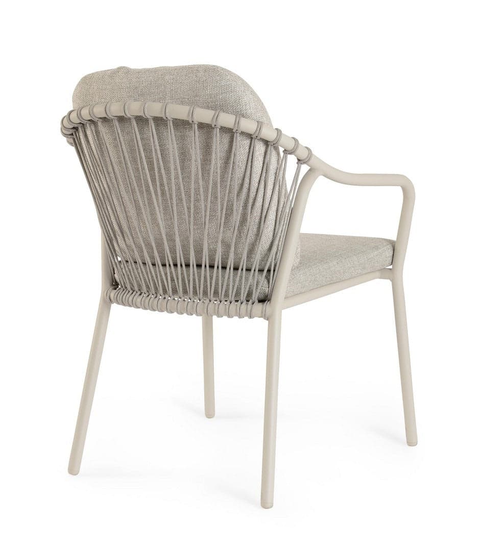 Sedia "Edvige" con braccioli e struttura in alluminio, con intreccio in corda, ideale per interno ed esterno in Sedie per tavolo da giardino Decor Space - Altamura, commercioVirtuoso.it