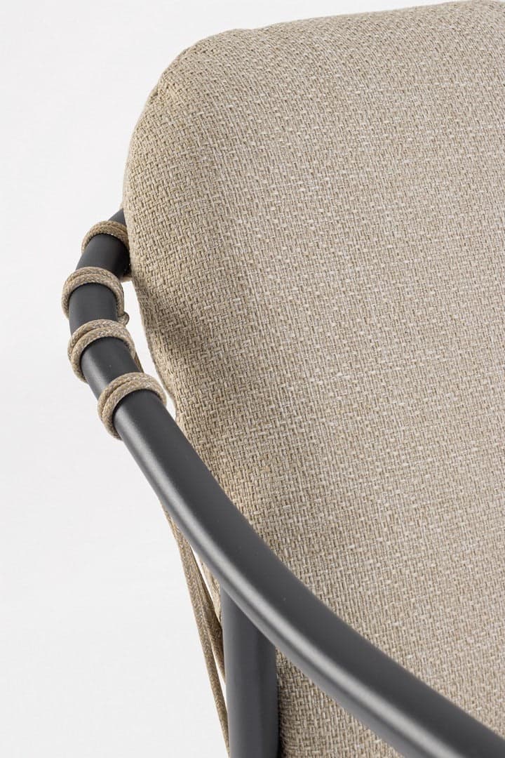 Sedia "Edvige" con braccioli e struttura in alluminio, con intreccio in corda, ideale per interno ed esterno in Sedie per tavolo da giardino Decor Space - Altamura, commercioVirtuoso.it