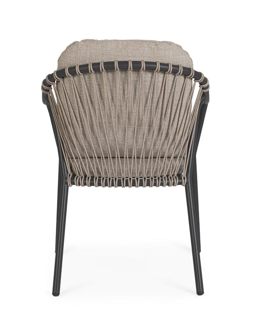 Sedia "Edvige" con braccioli e struttura in alluminio, con intreccio in corda, ideale per interno ed esterno in Sedie per tavolo da giardino Decor Space - Altamura, commercioVirtuoso.it