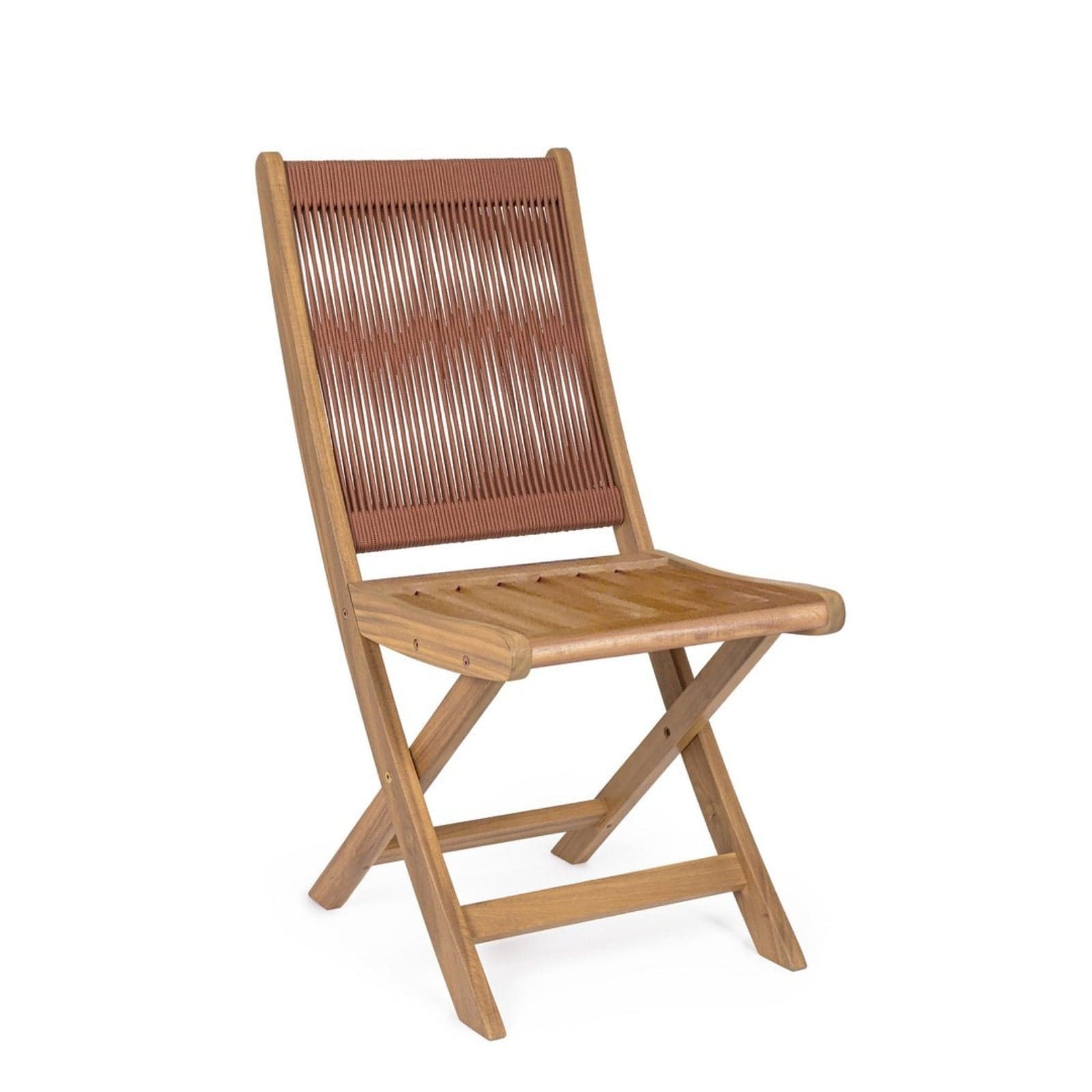 Sedia pieghevole "Danubio" struttura in legno di acacia, con intreccio in corda, ideale per interno ed esterno in Sedie per tavolo da giardino Decor Space - Altamura, commercioVirtuoso.it