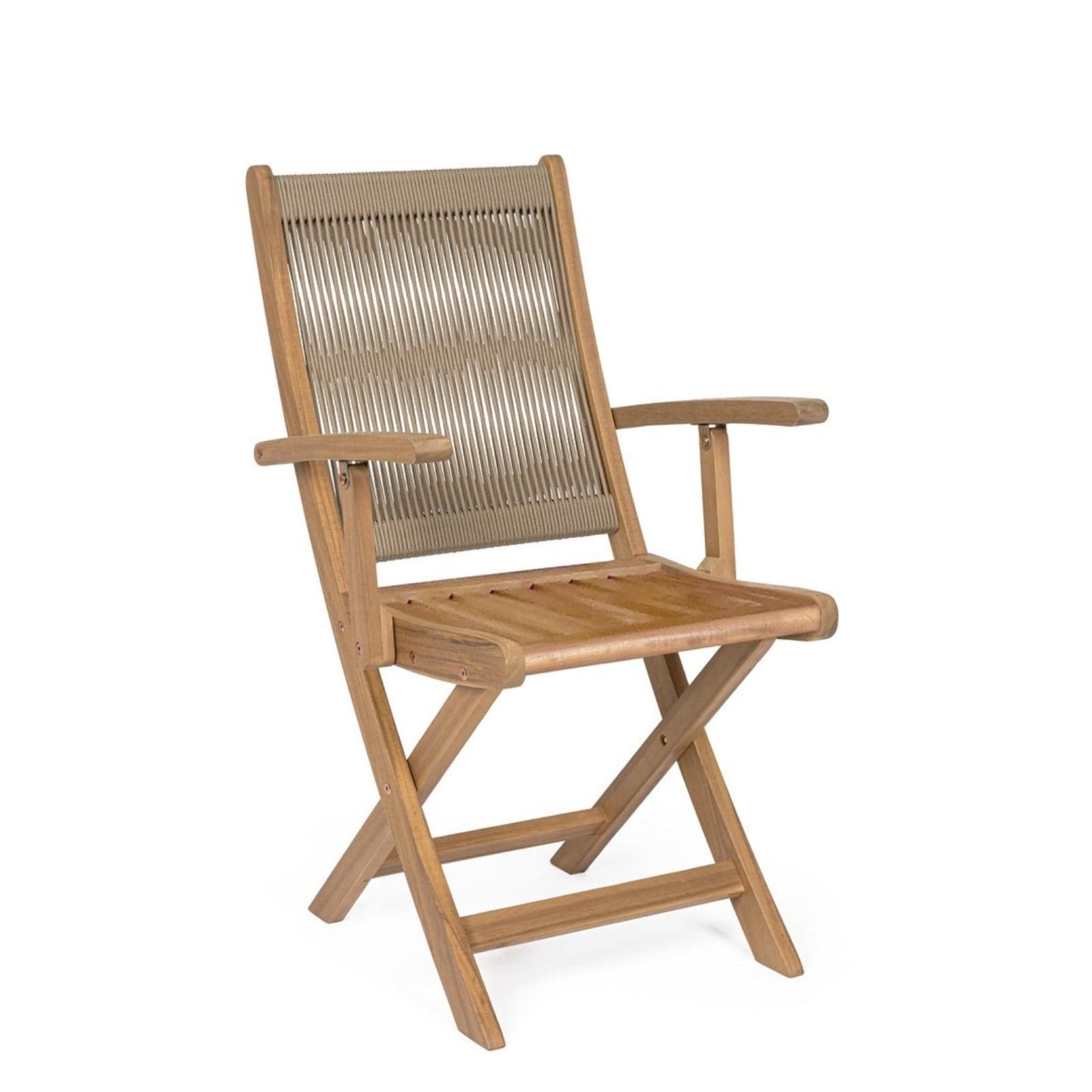 Sedia pieghevole "Danubio" struttura in legno di acacia, con intreccio in corda, ideale per interno ed esterno in Sedie per tavolo da giardino Decor Space - Altamura, commercioVirtuoso.it