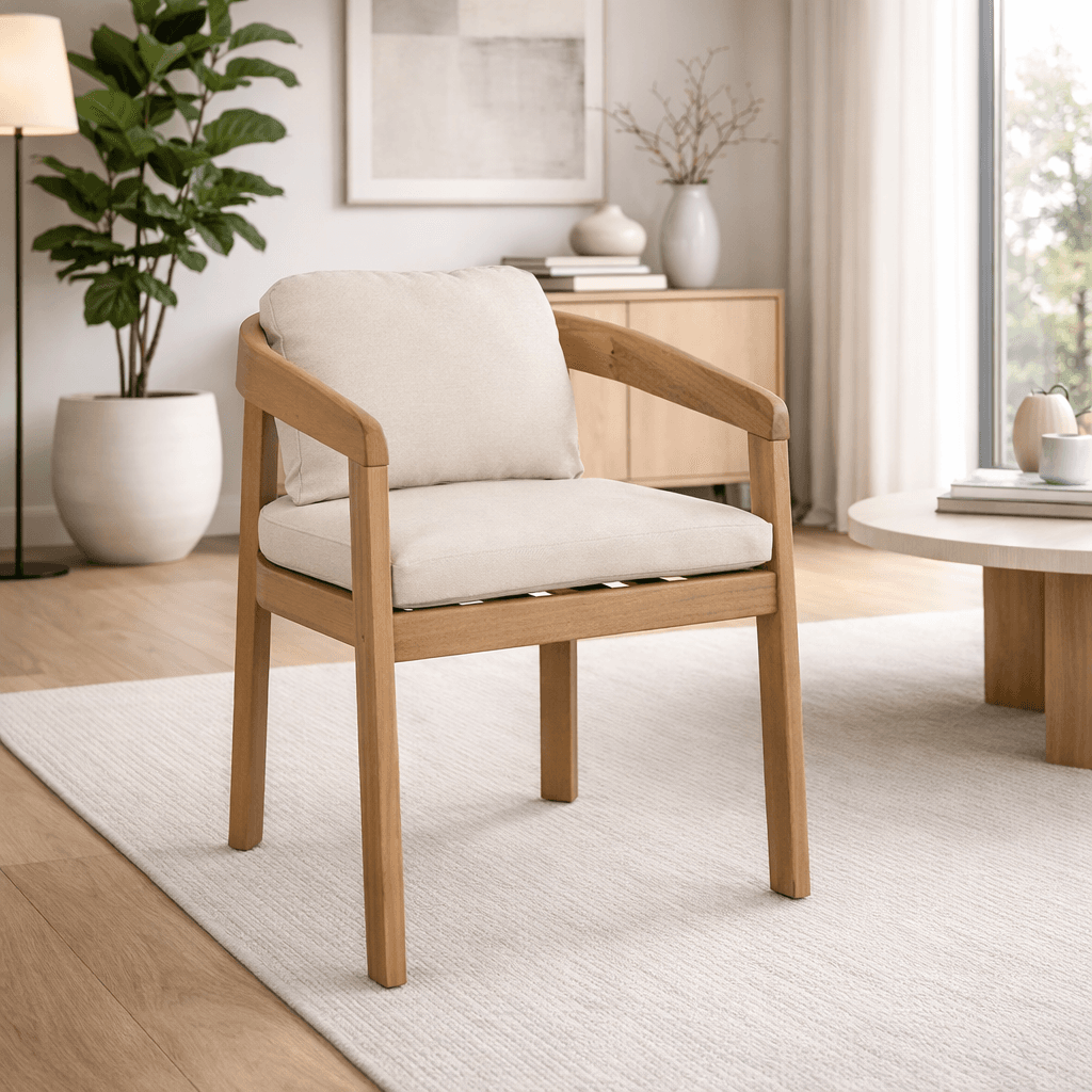 Sedia "Pablo" con braccioli, struttura in legno di acacia effetto teak, per interni ed esterni in Sedie per tavolo da giardino Decor Space - Altamura, commercioVirtuoso.it