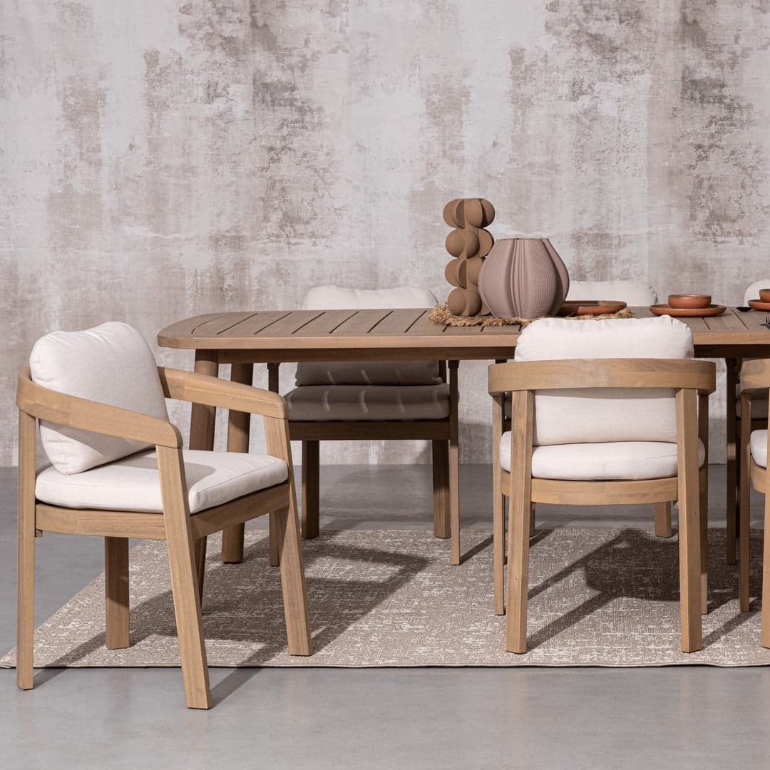 Sedia "Pablo" con braccioli, struttura in legno di acacia effetto teak, per interni ed esterni in Sedie per tavolo da giardino Decor Space - Altamura, commercioVirtuoso.it