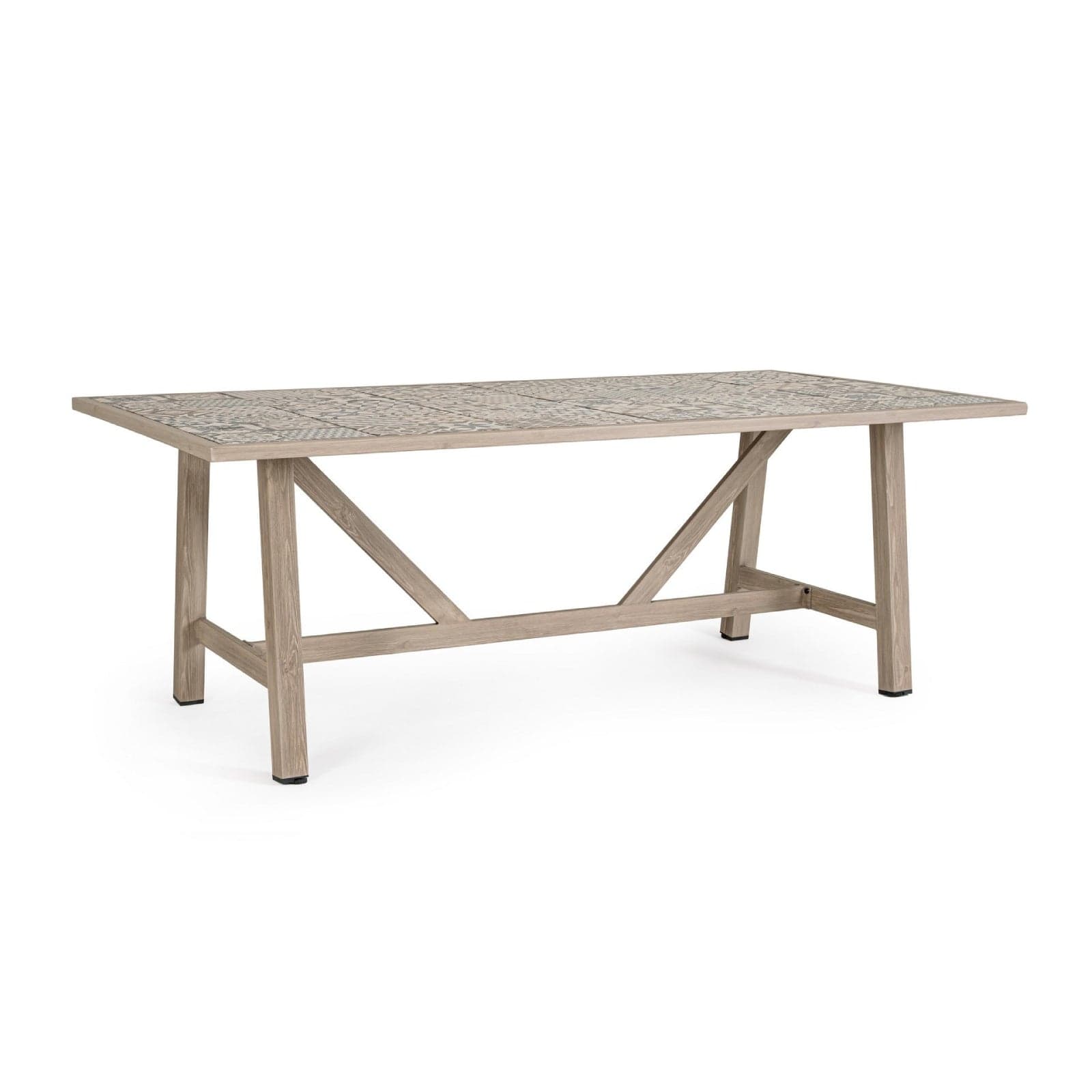 Tavolo "Kalimera" con struttura in alluminio effetto legno, piano in porcellana, per arredo interno - 20