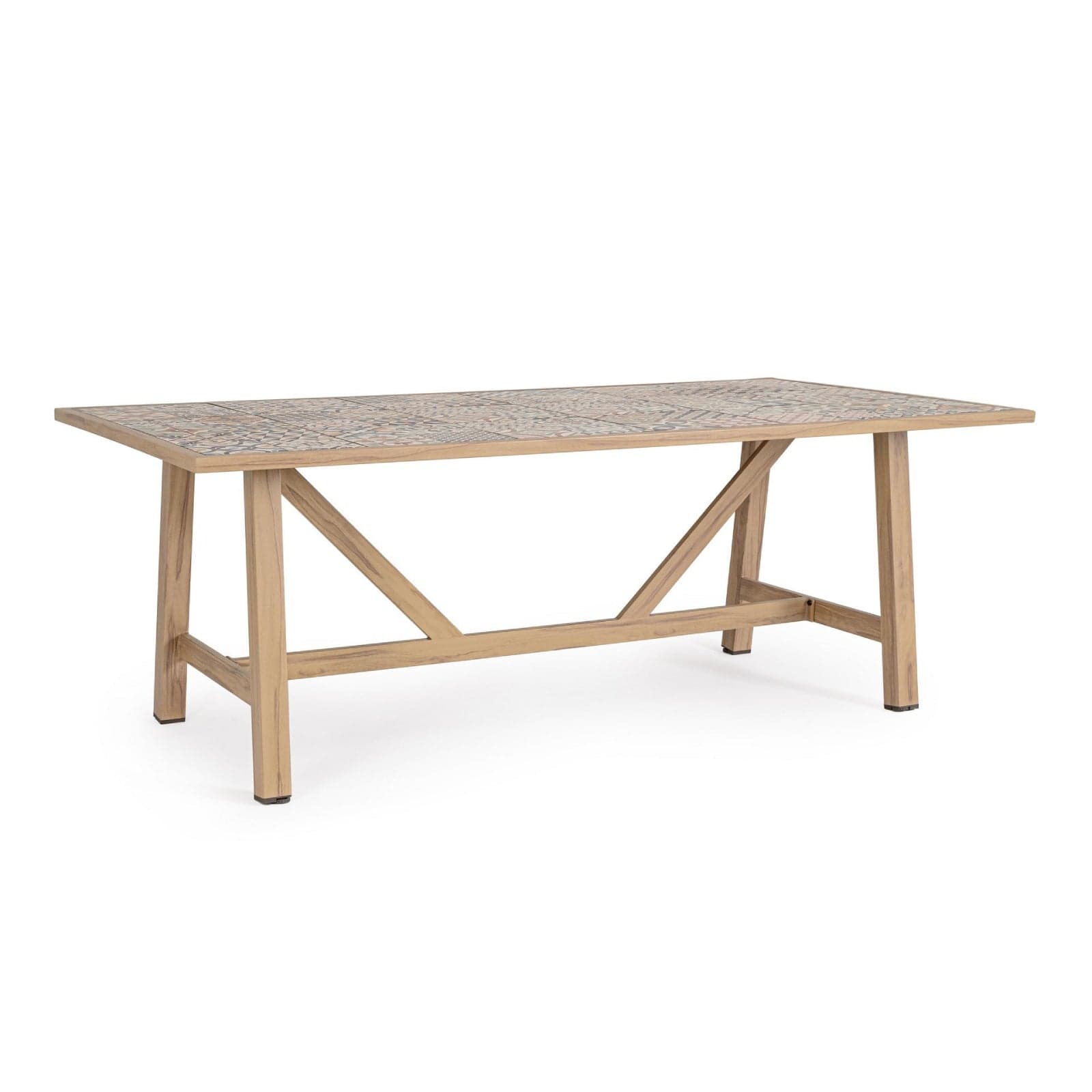 Tavolo "Kalimera" con struttura in alluminio effetto legno, piano in porcellana, per arredo interno - 22