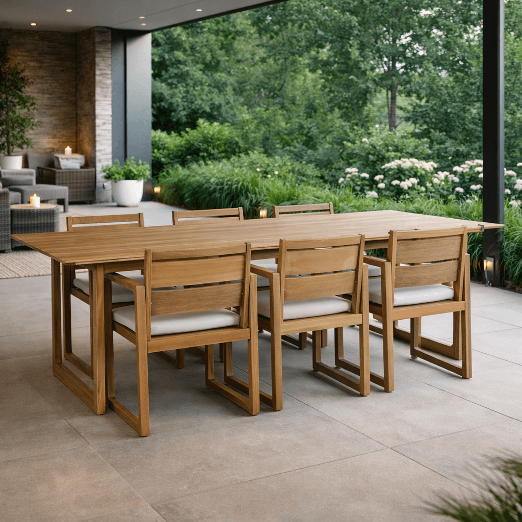 Set salotto "Adrian" tavolo + 6 sedie con braccioli, per arredo giardino in Set di mobili Decor Space - Altamura, commercioVirtuoso.it