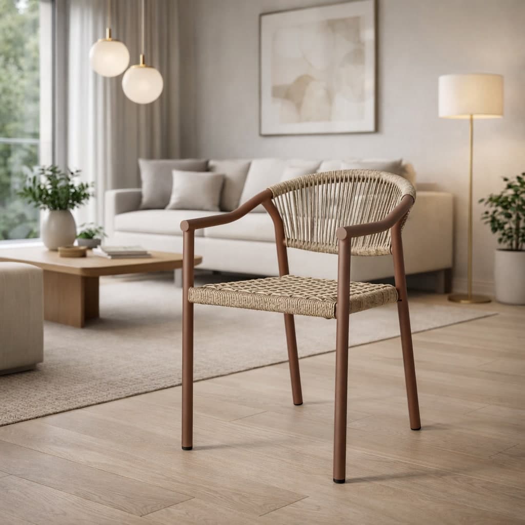 Sedia "Canarias" struttura in alluminio, intreccio in fibra sintetica, per interni ed esterni in Sedie per tavolo da giardino Decor Space - Altamura, commercioVirtuoso.it