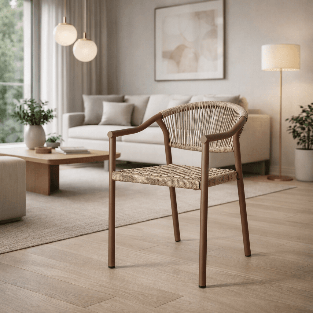 Sedia "Canarias" struttura in alluminio, intreccio in fibra sintetica, per interni ed esterni in Sedie per tavolo da giardino Decor Space - Altamura, commercioVirtuoso.it