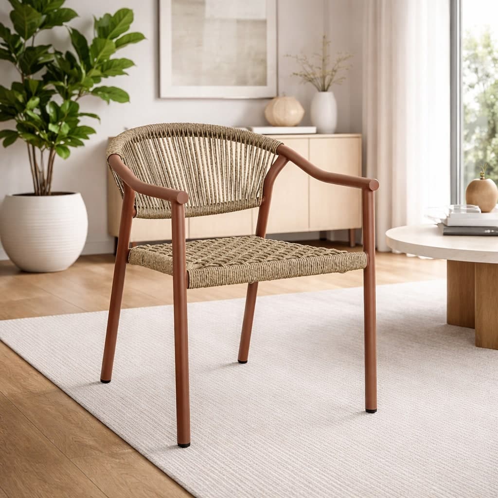 Sedia "Canarias" struttura in alluminio, intreccio in fibra sintetica, per interni ed esterni in Sedie per tavolo da giardino Decor Space - Altamura, commercioVirtuoso.it