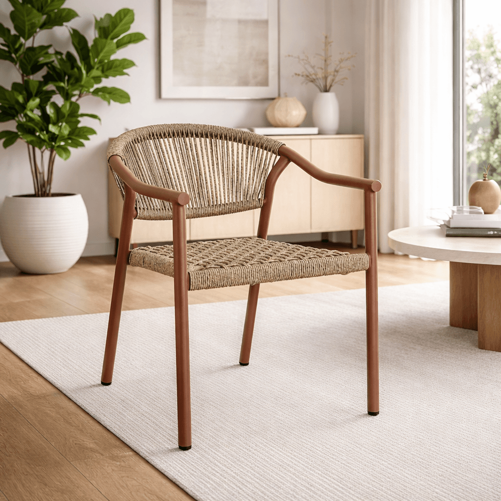 Sedia "Canarias" struttura in alluminio, intreccio in fibra sintetica, per interni ed esterni in Sedie per tavolo da giardino Decor Space - Altamura, commercioVirtuoso.it