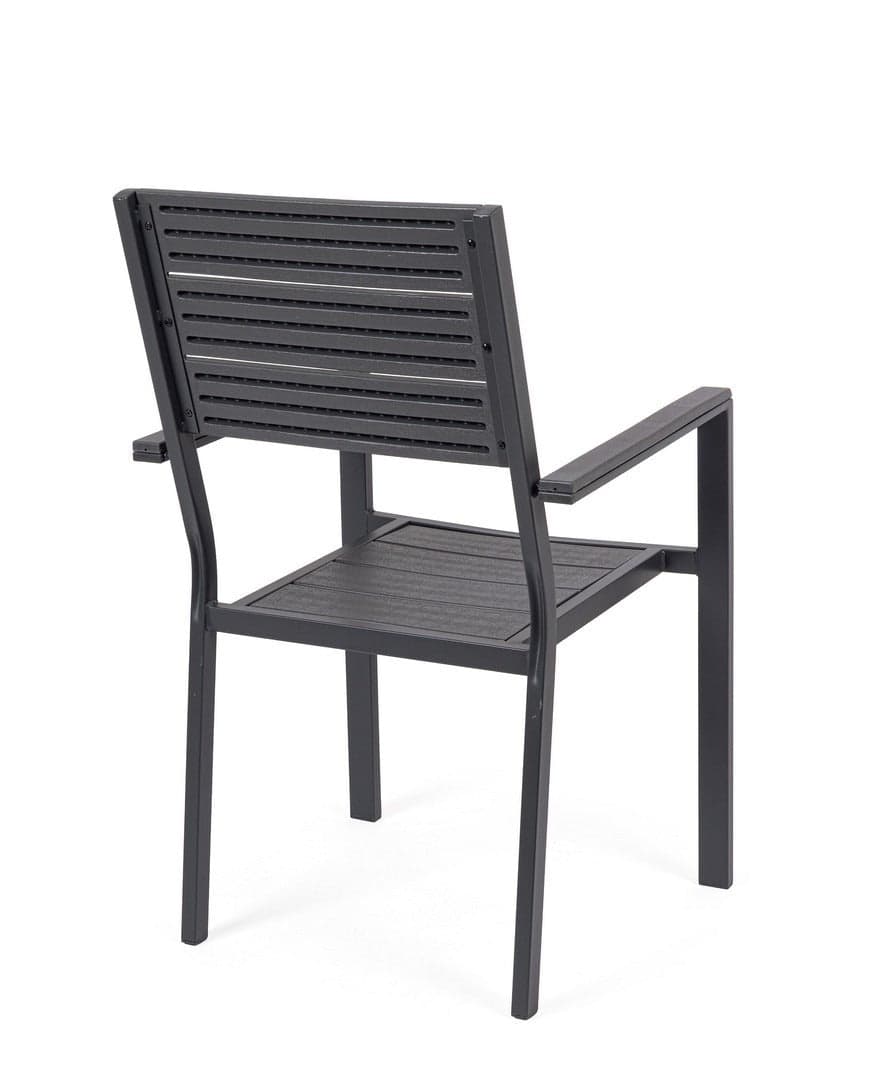 Sedia "Sarita" struttura in acciaio effetto legno venato, con braccioli, per interni ed esterni in Sedie per tavolo da giardino Decor Space - Altamura, commercioVirtuoso.it