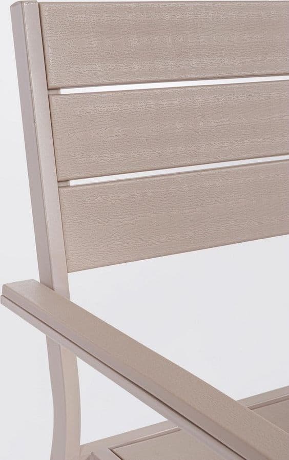 Sedia "Sarita" struttura in acciaio effetto legno venato, con braccioli, per interni ed esterni in Sedie per tavolo da giardino Decor Space - Altamura, commercioVirtuoso.it