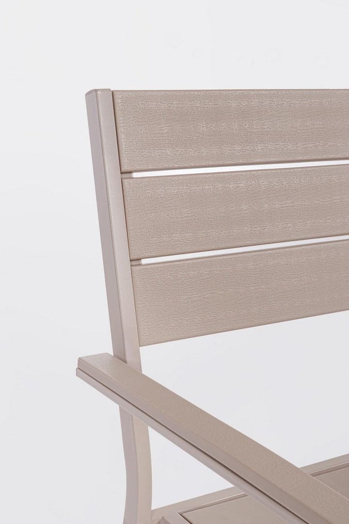 Sedia "Sarita" struttura in acciaio effetto legno venato, con braccioli, per interni ed esterni in Sedie per tavolo da giardino Decor Space - Altamura, commercioVirtuoso.it