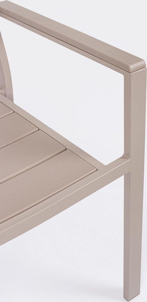 Sedia "Sarita" struttura in acciaio effetto legno venato, con braccioli, per interni ed esterni in Sedie per tavolo da giardino Decor Space - Altamura, commercioVirtuoso.it