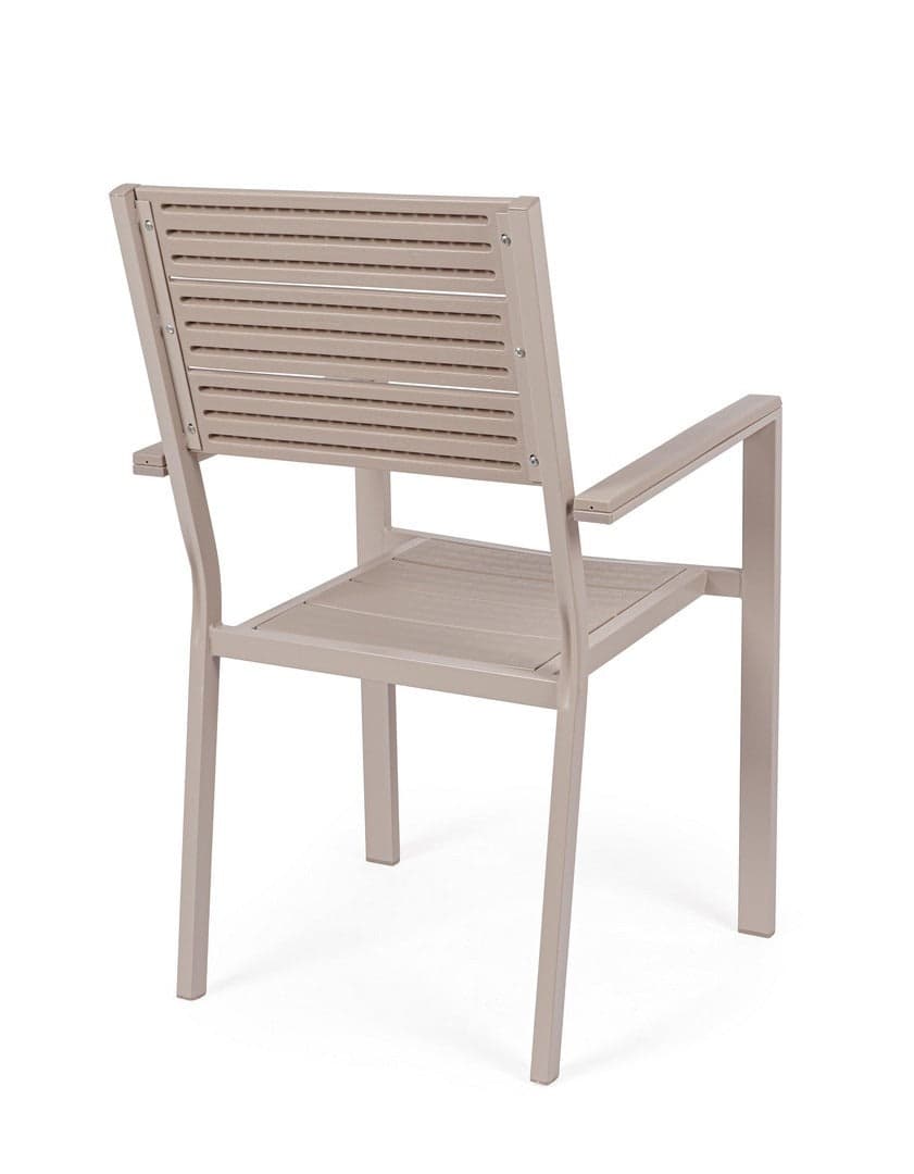 Sedia "Sarita" struttura in acciaio effetto legno venato, con braccioli, per interni ed esterni in Sedie per tavolo da giardino Decor Space - Altamura, commercioVirtuoso.it